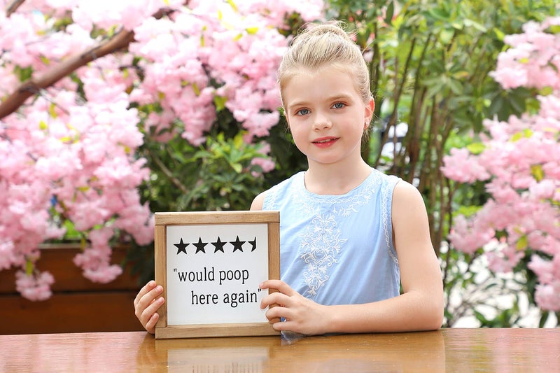 SIMPLY ANI Would Poop Here Again Funny Bathroom Sign| Half Bath Signs| Farmhouse Bathroom Wall Decor |Bathroom Humor Sign Plaque | Guests Bathroom Decor/Bathroom Shelf Sitter Decor - Image 2