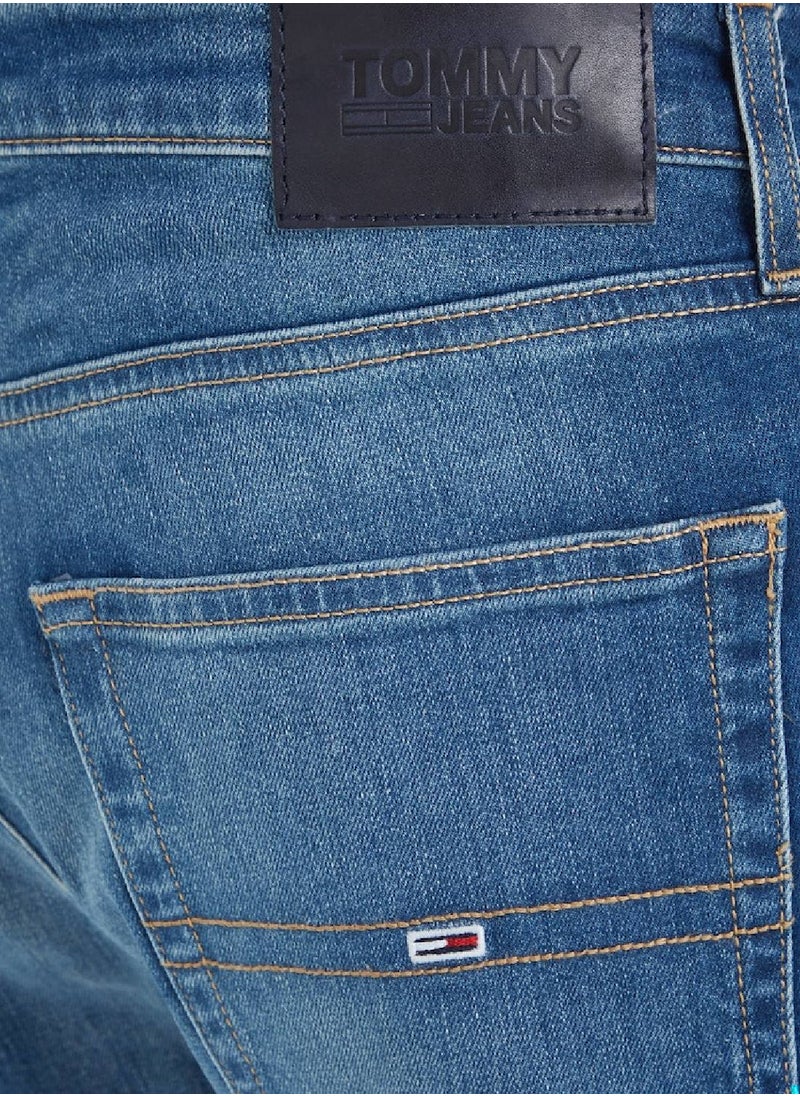 TOMMY JEANS - Men's Ryan Straight Relaxed Fit Faded Jeans, Blue - Image 1