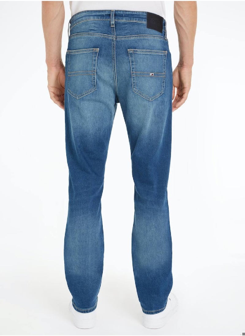TOMMY JEANS - Men's Ryan Straight Relaxed Fit Faded Jeans, Blue - Image 1
