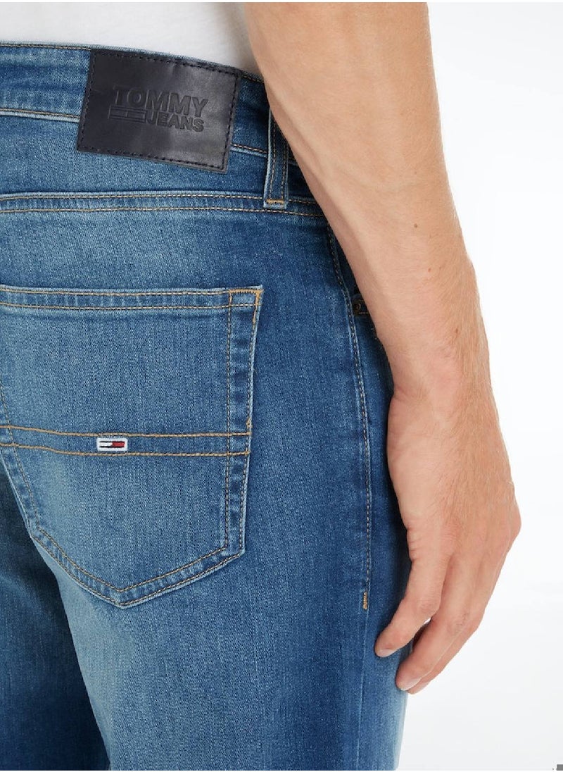 TOMMY JEANS - Men's Ryan Straight Relaxed Fit Faded Jeans, Blue - Image 1