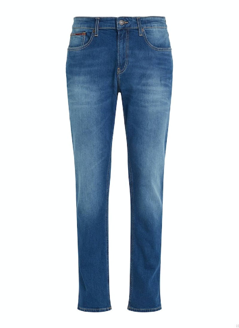 TOMMY JEANS - Men's Ryan Straight Relaxed Fit Faded Jeans, Blue - Image 1