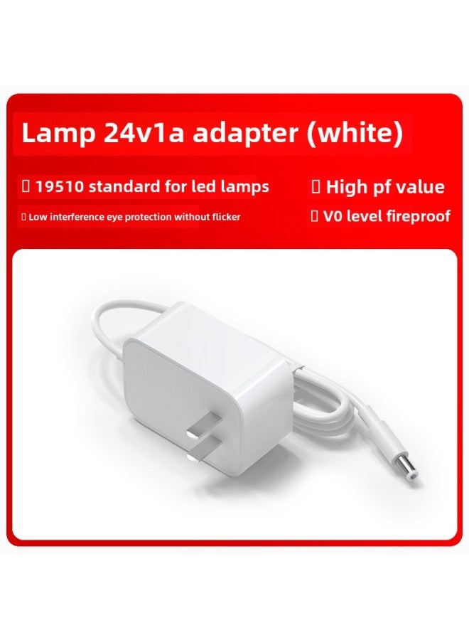 24V1A Lamp Special Table Lamp Eye Protection Lamp Cosmetic Mirror Accessories 3C Certification LED Controller Power Adapter-Color:24v1a Lamps, Standard 3c Certification, White-Specifications:DC Head 5.5*2.1  - Image 1
