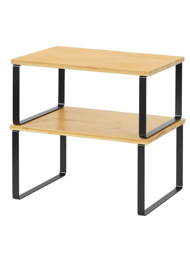 NEX Bamboo Kitchen Cabinet and Counter Shelf Organizer, Stackable & Expandable - Image 1