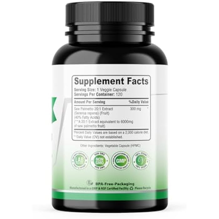 SMSHEALTHPRODUCTS.com Saw Palmetto Extra Strength 20:1 Extract, 40% Fatty Acids, 120 Vegan Capsules, 4 Month Supply, Concentrated and Standardized 20X Extract, Non-GMO, All-Natural, Made in the USA - Image 2