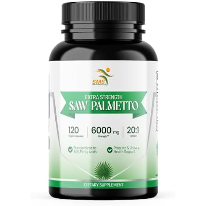 SMSHEALTHPRODUCTS.com Saw Palmetto Extra Strength 20:1 Extract, 40% Fatty Acids, 120 Vegan Capsules, 4 Month Supply, Concentrated and Standardized 20X Extract, Non-GMO, All-Natural, Made in the USA - Image 1