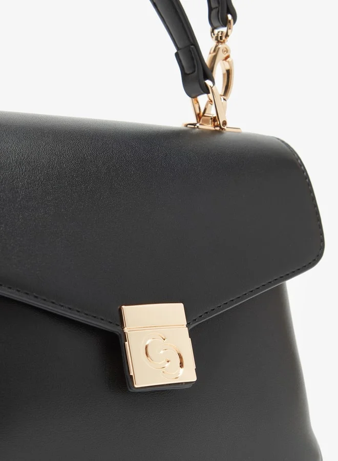 سيليست Women's Solid Satchel Bag with Top Handle and Magnetic Closure
