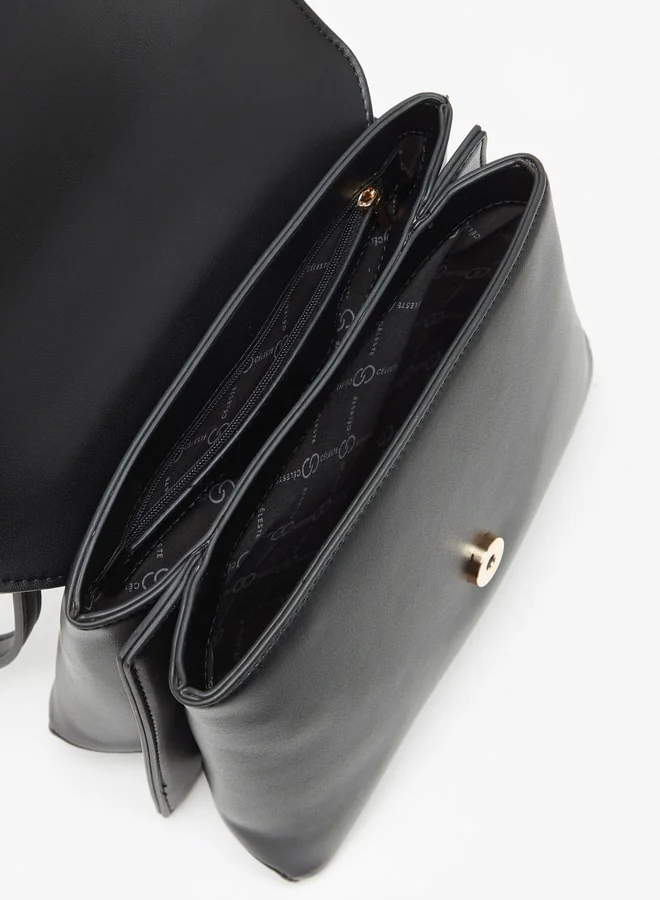 سيليست Women's Solid Satchel Bag with Top Handle and Magnetic Closure