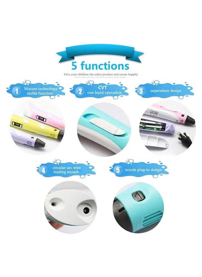 TIGER 3D Printing LED Pen with Pen Holder – Creative 3D Drawing Pen for Kids & Adults – Adjustable Speed & Temperature for PLA/ABS Filaments – Easy-to-Use Artistic 3D Pen for Art, Modeling & DIY Projects – Includes Stand – Green/White/Black Options  - Image 5