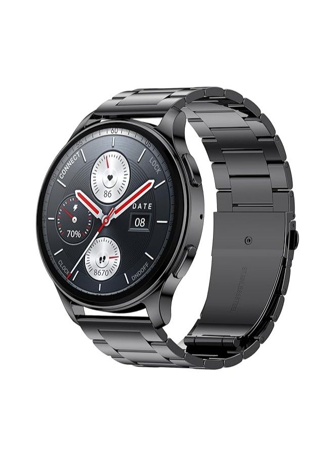Pop 3R Smart Watch,1.43" AMOLED Display, Bluetooth Calling, SpO2, 12-Day Battery Life, AI Voice Assistance, 100 Sports Modes, 24H HR Monitor(Metallic Black)|1 year manufacturer warranty  - Image 1