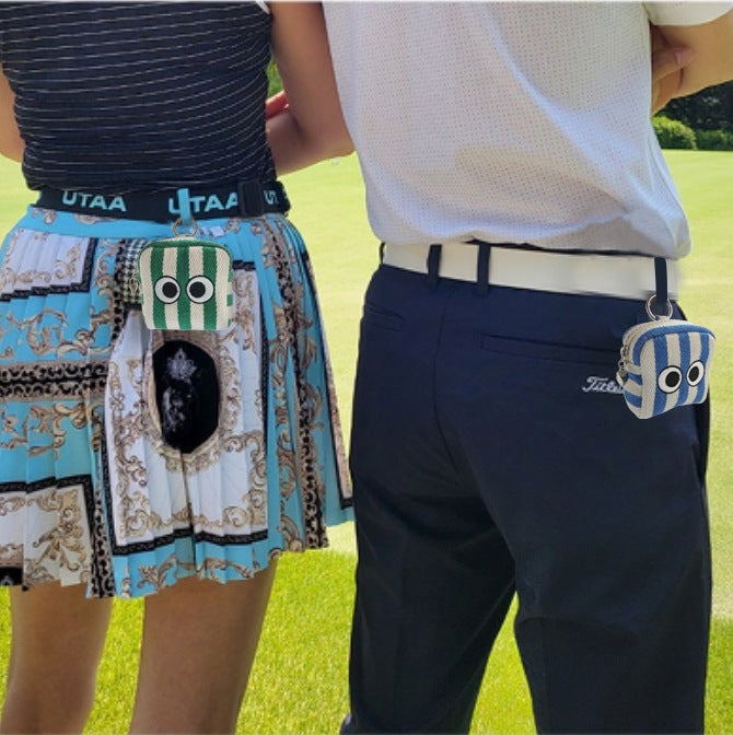 Korean Style Cute Golf Bag Summer Stripe Big Eyes Golf Waist Bag Large Capacity - Image 2