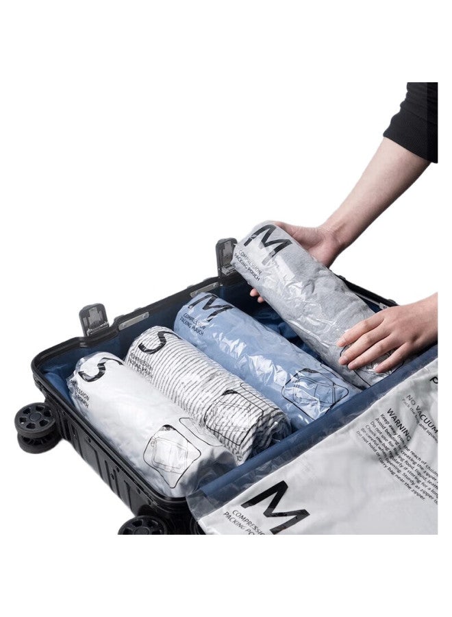 Pack All Hand-Rolled Compression Bags, Travel Clothing Storage Bags, 6-Silke Hand-Rolled Vacuum Storage Compression Bags, 6-Pack - Image 1