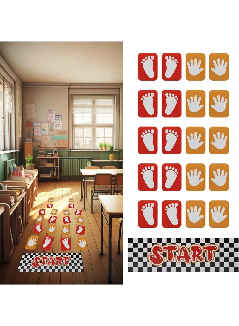 3-Piece Set of Colorful Hand and Footprint Floor Stickers – Fun and Educational PVC Decals for Kids' Rooms, Classrooms, and Home Décor, Perfect for Interactive Play and Learning, Self-Adhesive and Removable Design for Living Room, Bedroom, and Kindergarten Spaces - Image 1