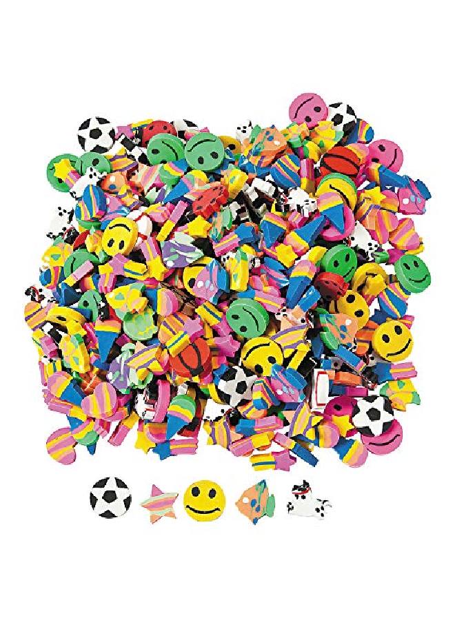 Fun Express Bulk Mini Eraser Assortment 500 Pack Classroom Giveaways Party Favors - Image 1