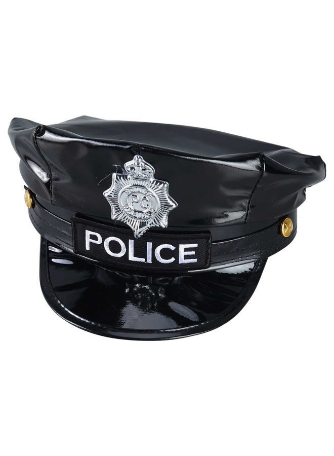 BinaryABC Police Hat with Badge,Official Style Cop Hat for Men Kids,Halloween Costume Accessories, Cosplay Party Hat (Black) - Image 1