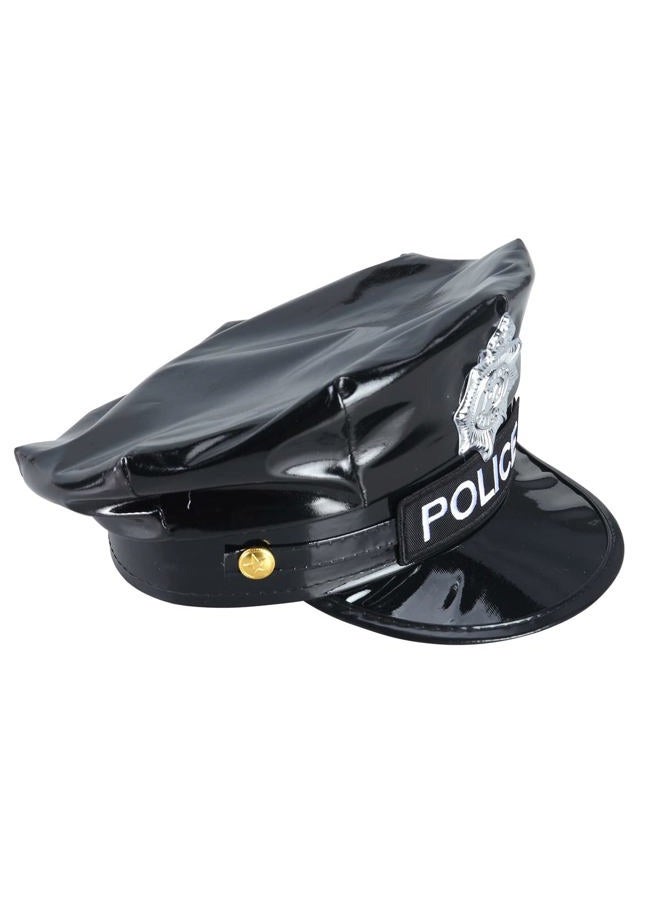 BinaryABC Police Hat with Badge,Official Style Cop Hat for Men Kids,Halloween Costume Accessories, Cosplay Party Hat (Black) - Image 4