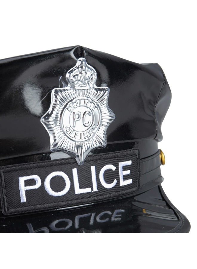 BinaryABC Police Hat with Badge,Official Style Cop Hat for Men Kids,Halloween Costume Accessories, Cosplay Party Hat (Black) - Image 5