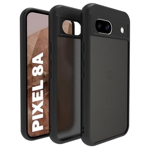 RIGGEAR Shockproof Sleek Hybrid Armor Back Cover Case Compatible with Google Pixel 8a (Smoke Black Matte PC + Black TPU Bumper) - Image 1