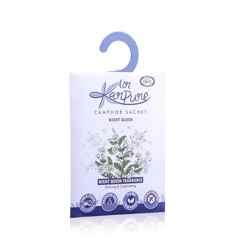 CYCLE كيس كافور نقي - عبوة من 2 | معطر هواء للخزائن، المنزل، المكتب، الحمام، السيارة | ملكة الليل، ثولسي | يدوم كل منها حتى 30 يومًا - Image 3