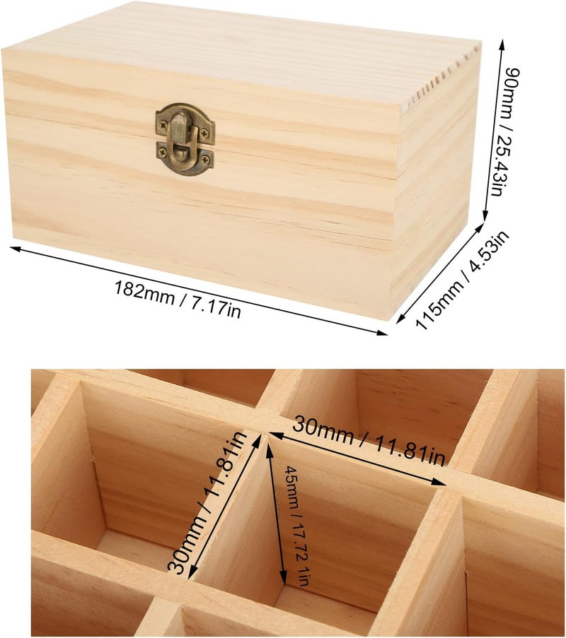 كلاراكو صندوق خشبي للزيوت العطرية، يحتوي على 15 فتحة لتخزين الزيوت العطرية، مصنوع من خشب الصنوبر الطبيعي، وحامل منظم للزيوت العطرية للمنزل، 18.2 × 11.5 × 9 سم - Image 2