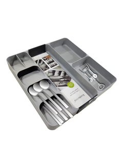 Kitchen Cutlery Tray with 7 Compartments Silverware Utensils Organizer with Grooved Multi-Functional Kitchen Drawer Organizer Storage for Kitchen Office Bathroom Supplies (Gray) - pzsku/ZF776B06BB3981C0796ABZ/45/_/1726824280/d05179c2-f4f3-4803-ad5c-39201a1fb64d