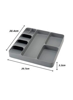 Kitchen Cutlery Tray with 7 Compartments Silverware Utensils Organizer with Grooved Multi-Functional Kitchen Drawer Organizer Storage for Kitchen Office Bathroom Supplies (Gray) - pzsku/ZF776B06BB3981C0796ABZ/45/_/1726824475/9795f8dc-b958-4e91-a9b4-97c28bb7abcb