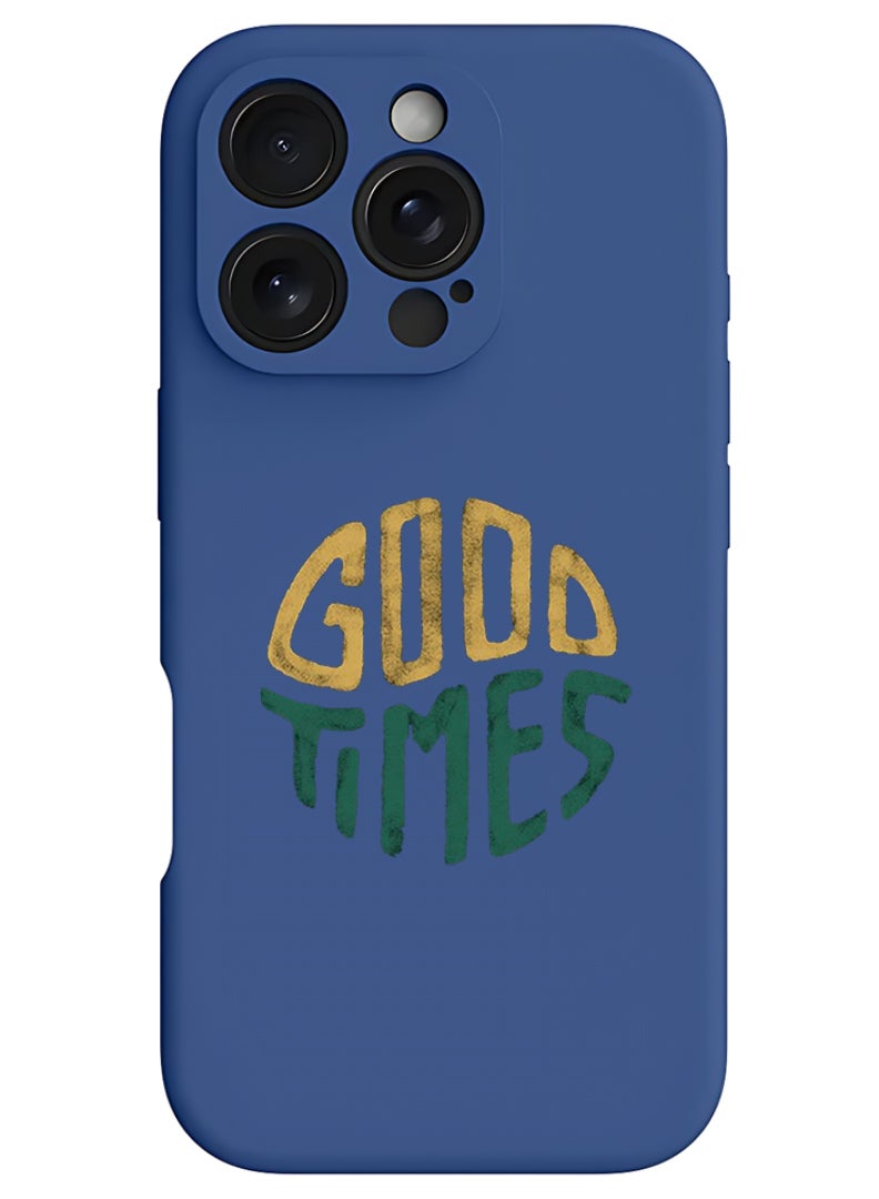 Theodor iPhone 16 Pro Max Blue Protective Slim Fit Case Liquid Silicone Cover with Full Body Protection Anti-Scratch Shockproof Case For iPhone - Good times  - Image 1