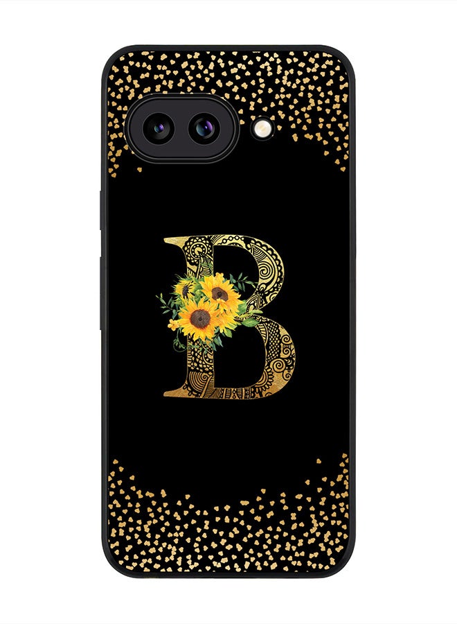 Stylizedd For Google Pixel 9a Case,Slim fit Camera Protection, Shockproof Thin Phone cover  - Custom Floral Monogram - B ( Black )