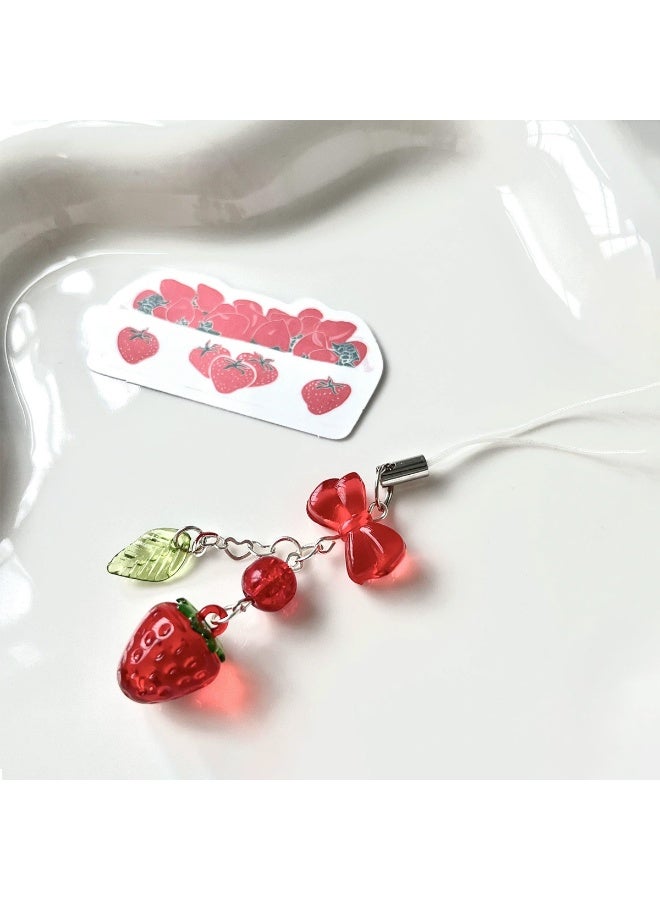 NIBEMINENT Super Cute Beaded Phone Charm – Trendy Phone Chain Wrist Strap, Shining Beads Chain Lanyard for Cell Phone
