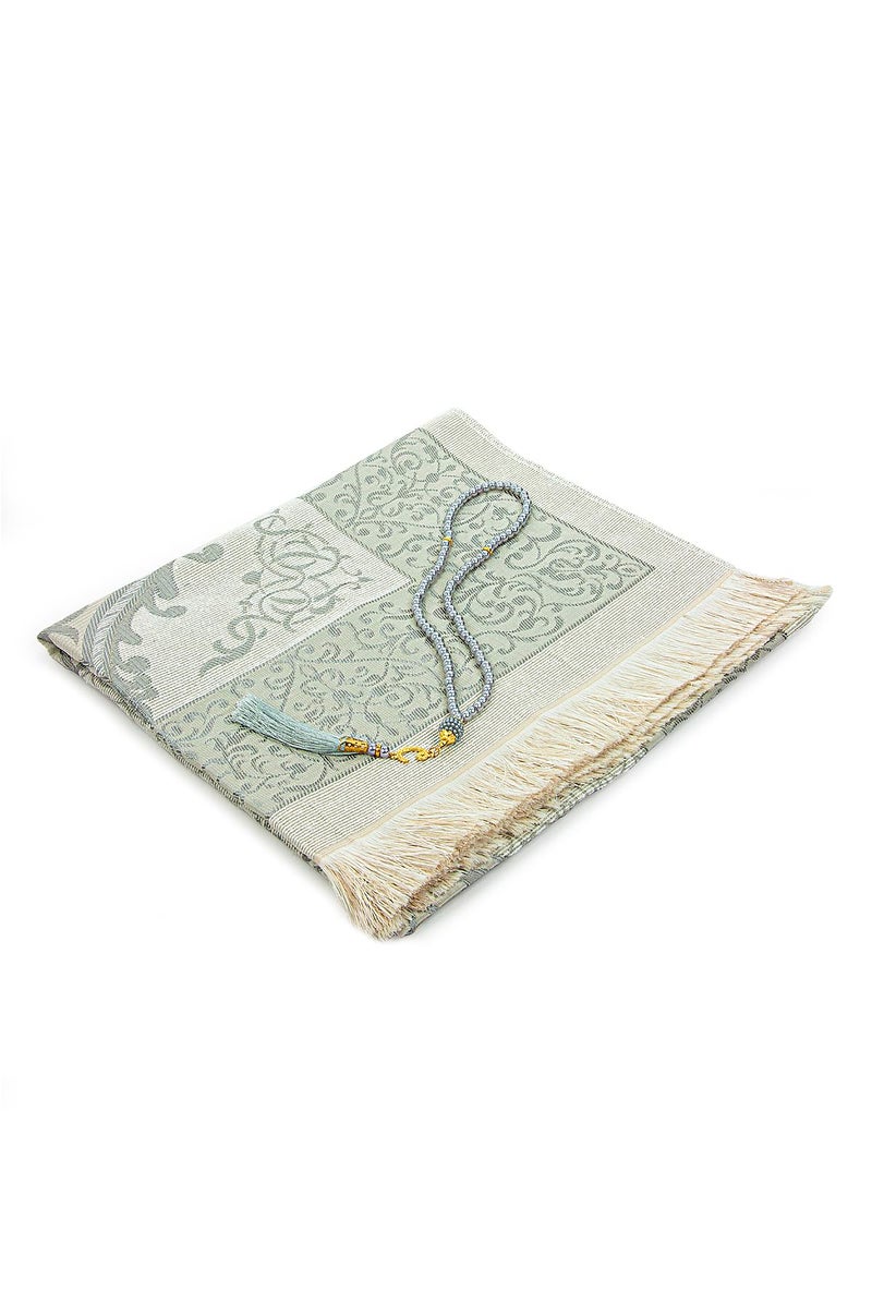 ihvan Online Muslim Prayer Rug and Beads with Portable Elegant Fabric Bag, Janamaz, Sajadah, Soft Islamic Prayers Rug, Islamic Gifts for Eid Ramadan, Travel Prayer Carpet Mat, Taffeta Fabric, Grey - Image 2