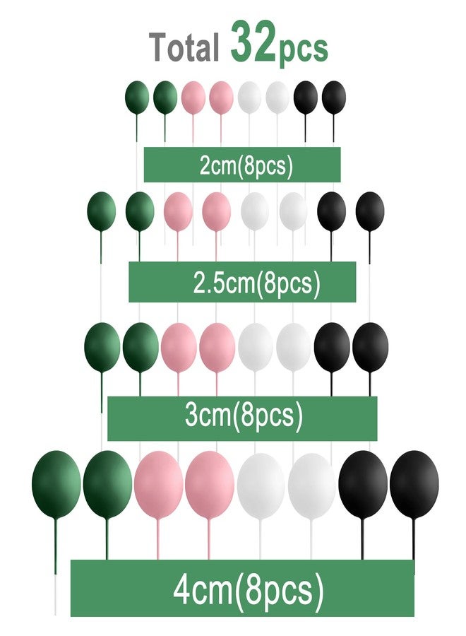 ASTARON 32 Pcs Ball Cake Topper Decorations Mini Balloons Birthday Cake Toppers Foam Balls Sticks Witch Themed Party Decorations Witch Party Cake Picks Decorations (Pink Green Black) - Image 2