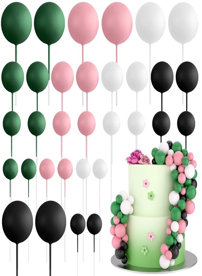 ASTARON 32 Pcs Ball Cake Topper Decorations Mini Balloons Birthday Cake Toppers Foam Balls Sticks Witch Themed Party Decorations Witch Party Cake Picks Decorations (Pink Green Black) - Image 1
