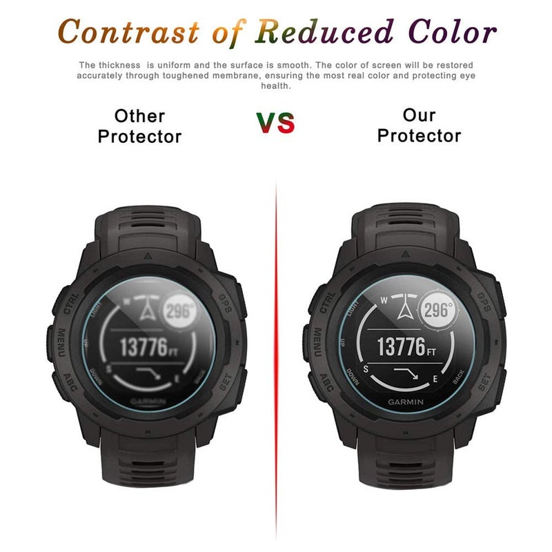 Diruite 3-Pack for Garmin Instinct/Instinct Solar Screen Protector, 2.5D 9H Hardness Ultra-Thin Tempered Glass Screen Protective Film [Anti-Scratch] - Image 3