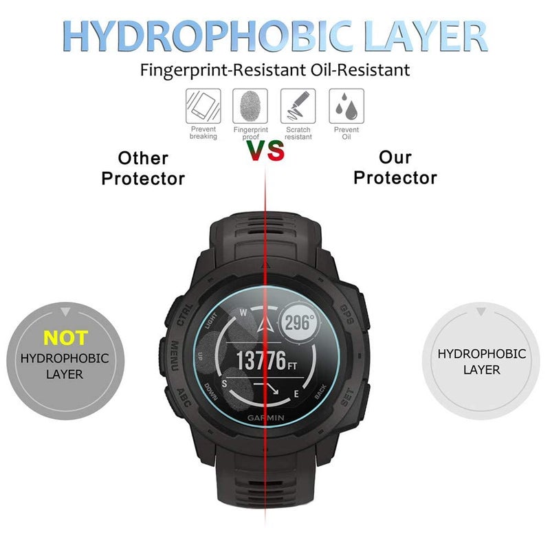 Diruite 3-Pack for Garmin Instinct/Instinct Solar Screen Protector, 2.5D 9H Hardness Ultra-Thin Tempered Glass Screen Protective Film [Anti-Scratch] - Image 5