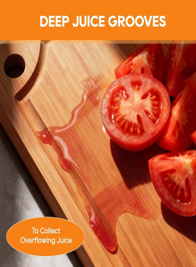 Mooues Bamboo Cutting Board, Durable Wood Chopping Boards for Kitchen, Reversible with Juice Groove, Wooden Cutting Boards for Chopping & Serving, 12" x 8" - 0.6" Thick - Image 5