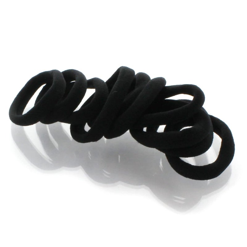 My Lello Large Thick Premium Elastic Ponytail Holder Seamless Hair Bands BLack 100pcs