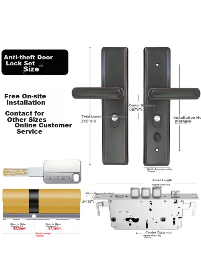 Hotun Anti-theft Door Lock Set, Super C-grade Lock Cylinder, Universal Steel Door, Entrance Door, Main Door Lock Fdt2 - Image 1