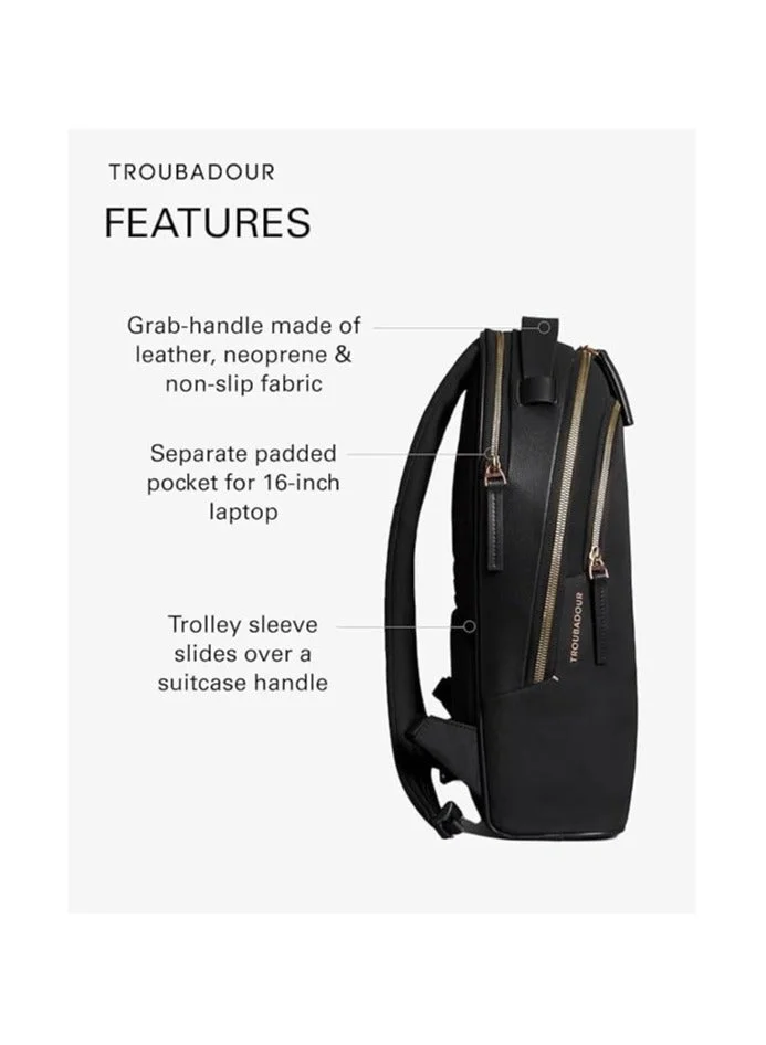 Troubadour  Troubadour Momentum Backpack Premium Vegan, Lightweight & Waterproof Padded 16" Laptop Pocket Ergonomic Comfort Straps Made From Responsibly Sourced Materials Black  | Best Price UAE