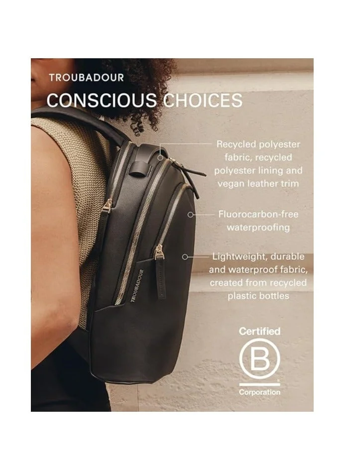 Troubadour  Troubadour Momentum Backpack Premium Vegan, Lightweight & Waterproof Padded 16" Laptop Pocket Ergonomic Comfort Straps Made From Responsibly Sourced Materials Black  | Best Price UAE