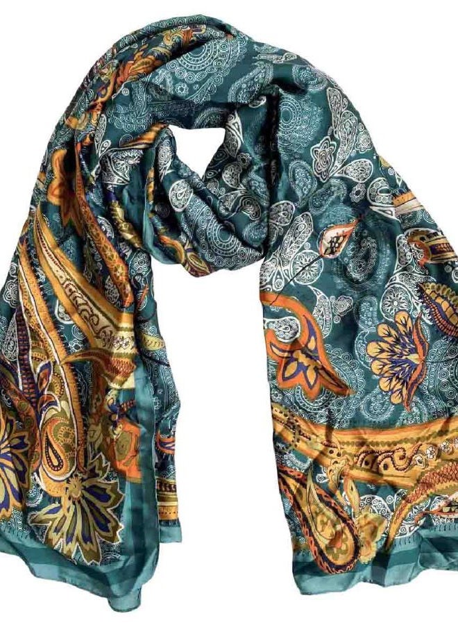 Acotavie Scarfs for Women Dressy Fashion Scarves Long Floral Pattern Scarf Lightweight Sunscreen Shawls, C043, 70.86 inches x 35 inches - Image 1