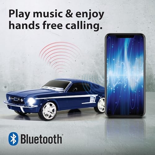 QFX Bluetooth 1965 Retro Car Replica Speaker, 3-inch Speakers, Hands Free Link, Built-in Microphone, FM Radio and LED Party Lights, Blue - BT-1965-BLU - Image 4