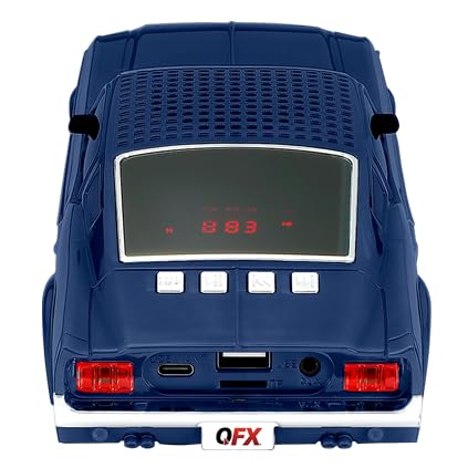 QFX Bluetooth 1965 Retro Car Replica Speaker, 3-inch Speakers, Hands Free Link, Built-in Microphone, FM Radio and LED Party Lights, Blue - BT-1965-BLU - Image 3