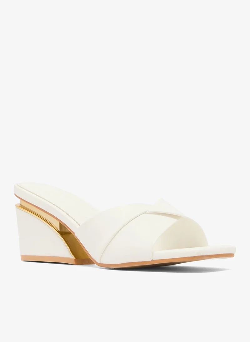 Ella  Block Heel Statement Gold Accent Sandals for Women | Best Price UAE