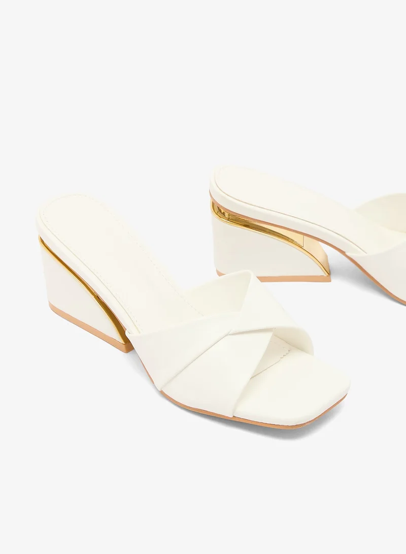 Ella  Block Heel Statement Gold Accent Sandals for Women | Best Price UAE