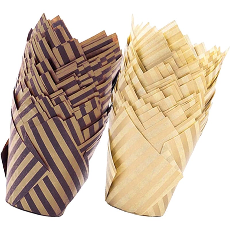 Tulip Stripe Muffin Liners 200pcs Greaseproof Baking Cups Large Size for Party Home - Image 2