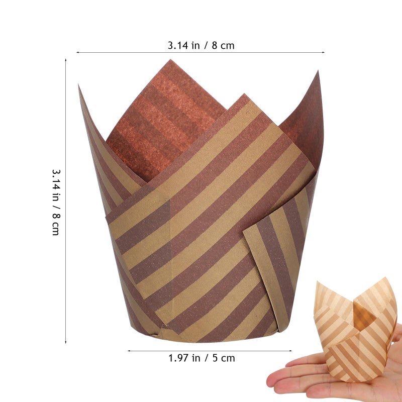 Tulip Stripe Muffin Liners 200pcs Greaseproof Baking Cups Large Size for Party Home - Image 3