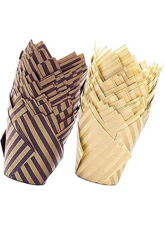 Tulip Stripe Muffin Liners 200pcs Greaseproof Baking Cups Large Size for Party Home - Image 1