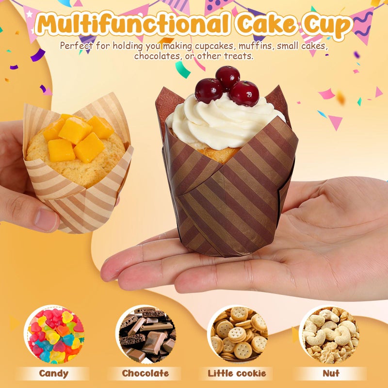 Tulip Stripe Muffin Liners 200pcs Greaseproof Baking Cups Large Size for Party Home - Image 4