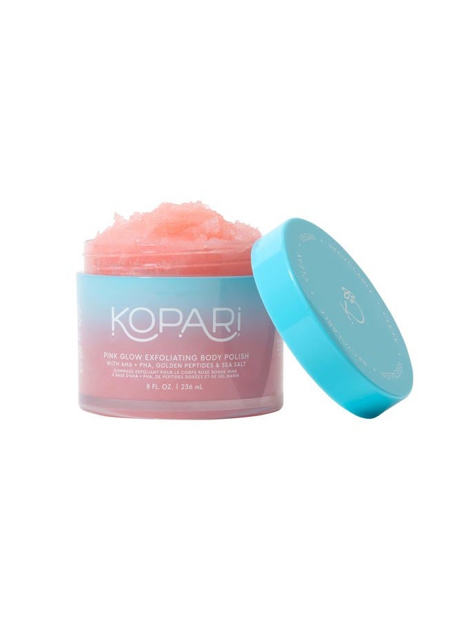 Kopari Pink Glow Exfoliating Body Polish, AHA Vegan Body Scrub for Women, Gentle and Effective, Pink Haze, 8 oz - Image 1