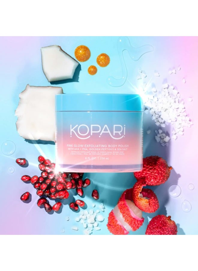 Kopari Pink Glow Exfoliating Body Polish, AHA Vegan Body Scrub for Women, Gentle and Effective, Pink Haze, 8 oz - Image 3