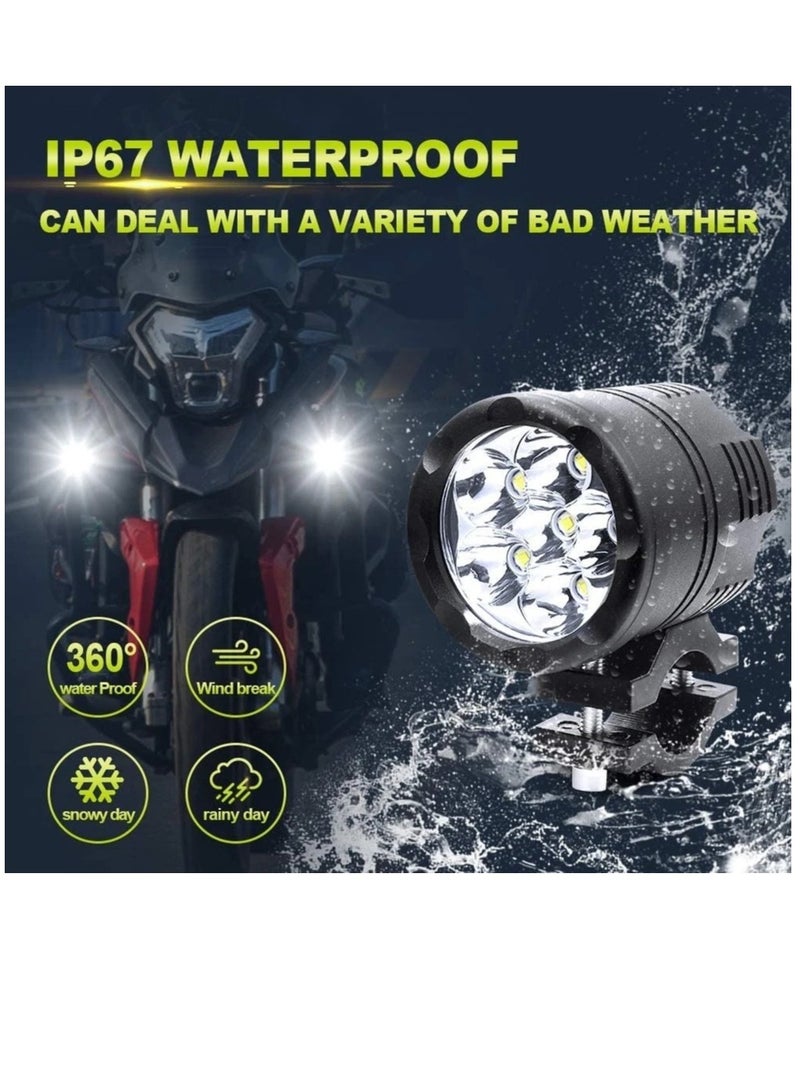 Loquat Motorcycle Spotlight LED Headlights Yellow White 3000k 6000K Auxiliary Faro LED Moto Assemblies Lamp 12V Driving Fog Light 2Pcs With on - Image 3